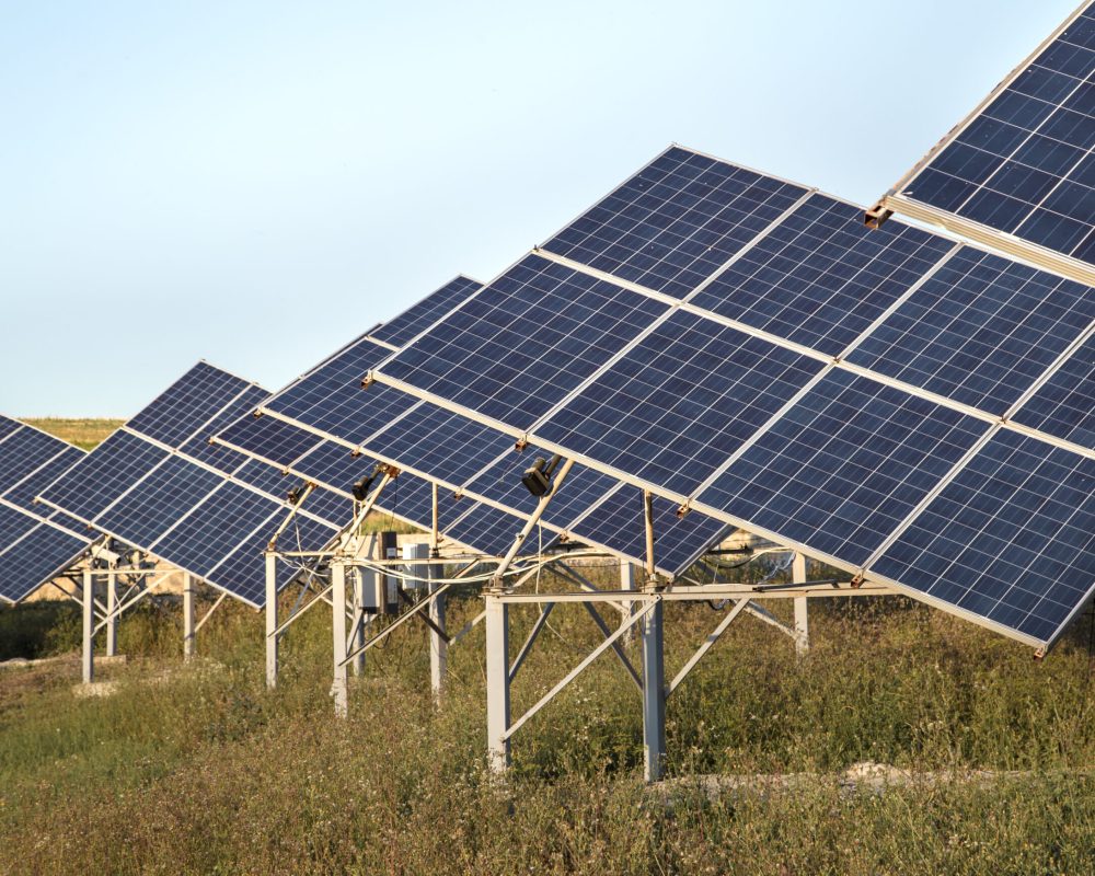 photovoltaics in solar power station energy from natural. Close-up.